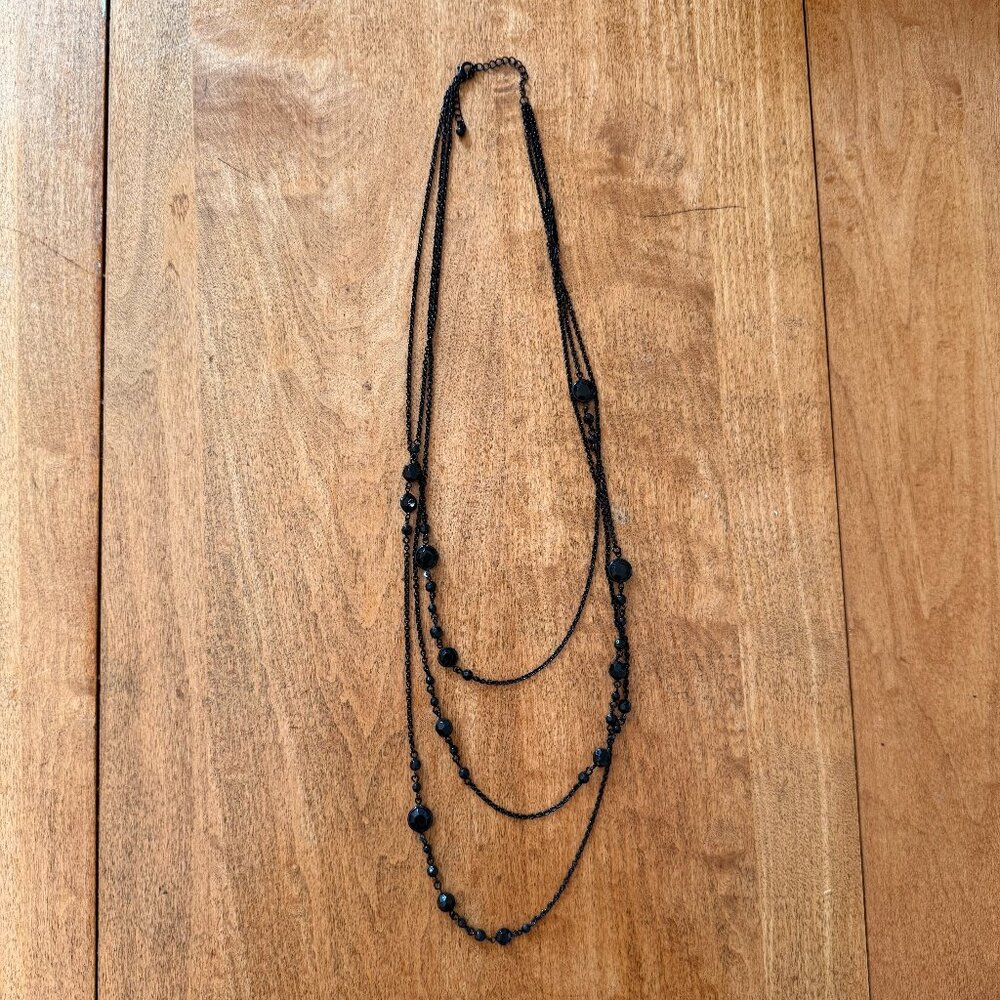 Vintage-style black chain with black faceted beads